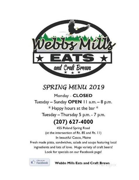 Top of the Hill Grille. . Webbs mills eats menu